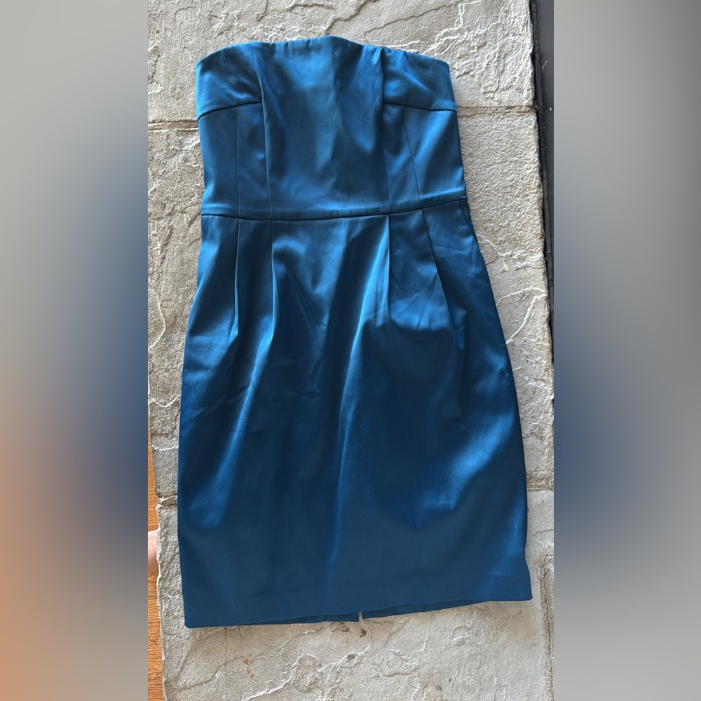 Lot of Two simple strapless dresses one is black and other is blue.